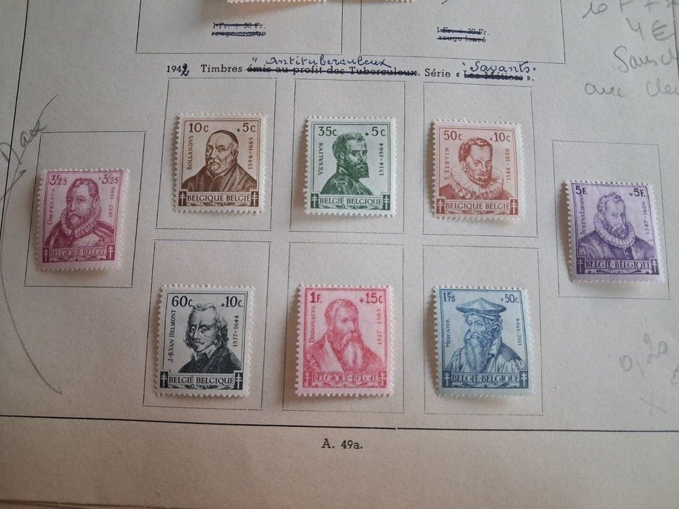 1942  série de 8 timbres les savants, Enlèvement ou Envoi