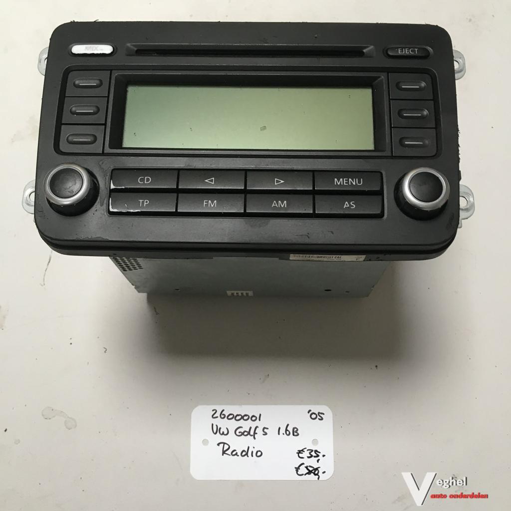 Vw Golf 5 1.6B 2005 5drs 2600001   Radiocd, Enlèvement ou Envoi, -, -, -