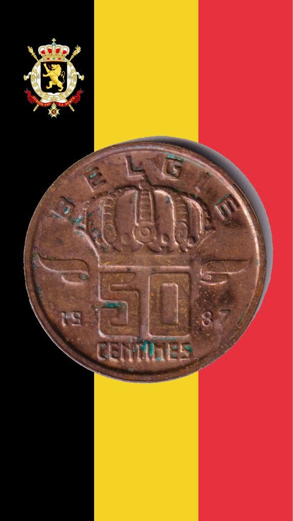 VARIANT: 50 cent 1987 VL (streep 5 & NT) - Boudewijn I, Verzenden, Losse munt