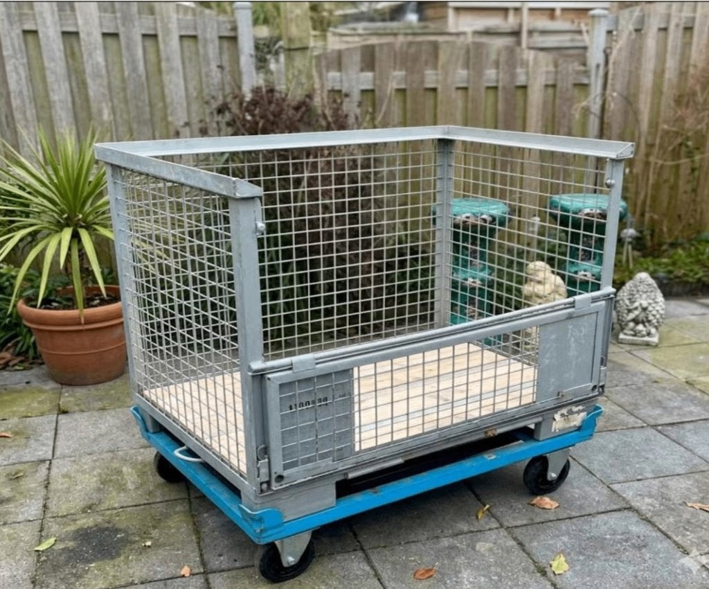 gitterbox met palletkar, Zakelijke goederen, Kantoor en Winkelinrichting | Magazijn, Stelling en Opslag, Ophalen