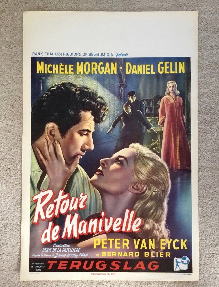 Michèle Morgan, Daniel Gélin Affiche ancienne original 1957, Envoi, Comme neuf, Rectangulaire vertical, Cinéma et TV