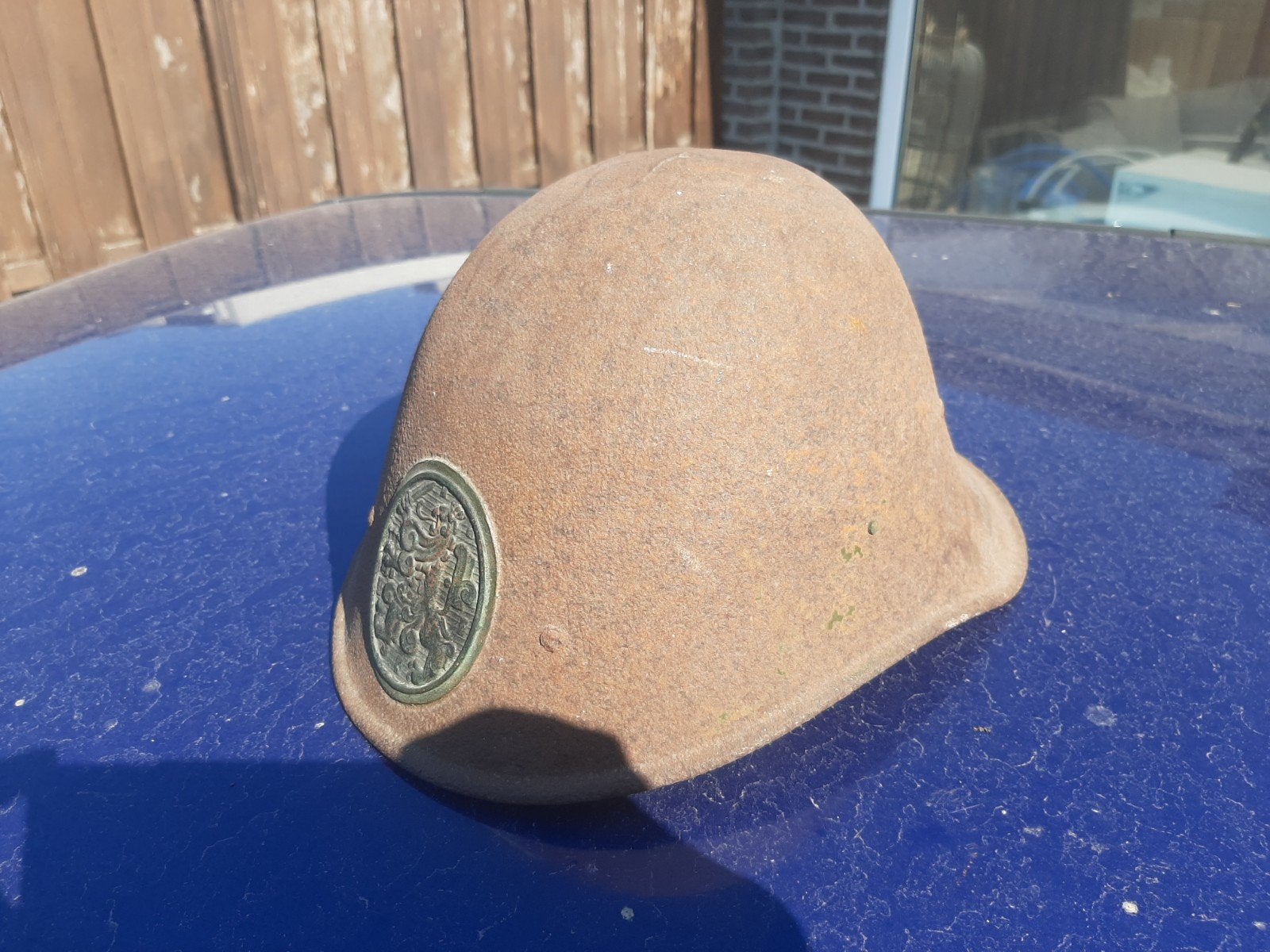 Nederlandse wo2 helm met plaat en binnenwerk., Verzamelen, Ophalen of Verzenden, Landmacht, Helm of Baret