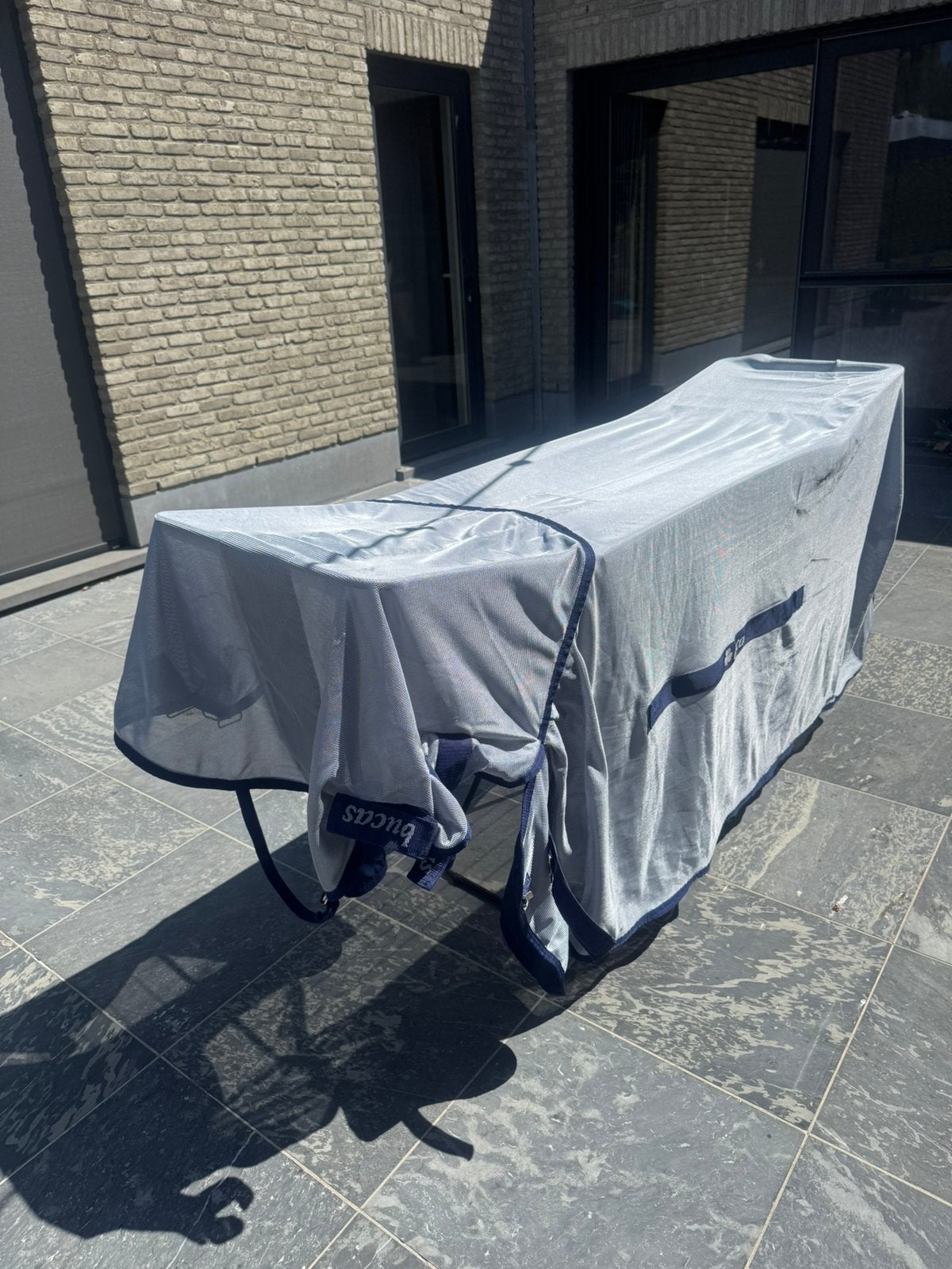 BUCAS BUZZ-OFF FULL NECK blauw vliegendeken maat 145, Dieren en Toebehoren, Vliegendeken, UV-werend, Zo goed als nieuw, Overige maten
