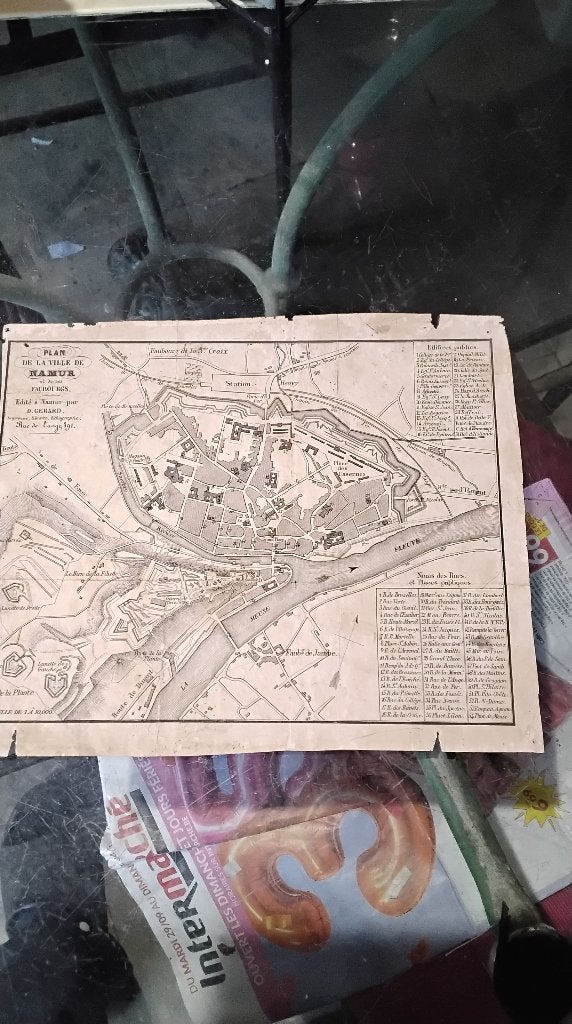 Ancienne carte geographique namur, Enlèvement ou Envoi, Utilisé, Belgique, Carte géographique