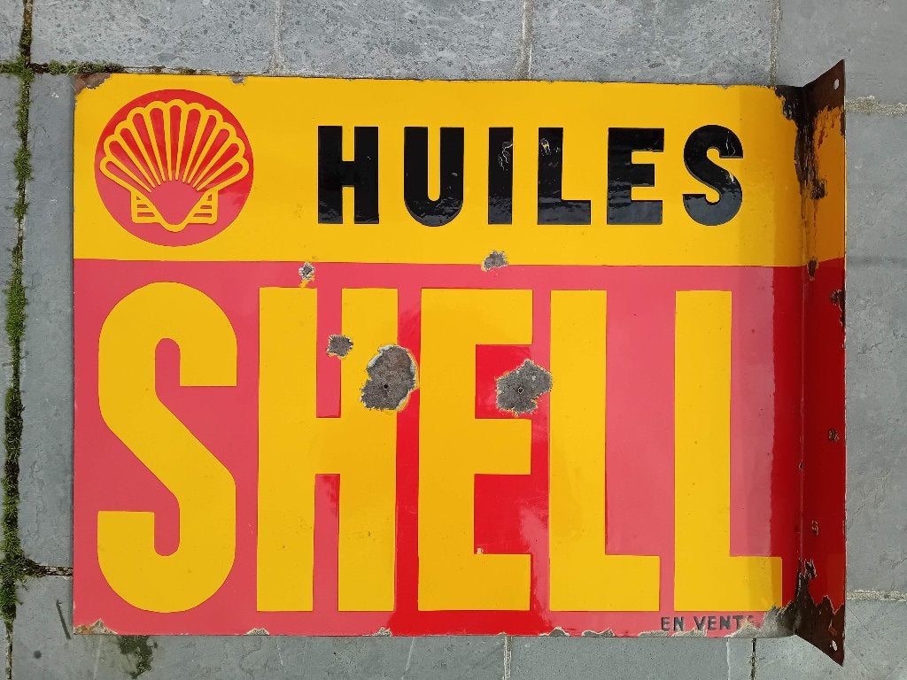 Reclamebord Shell ca 1930, Verzamelen, Ophalen of Verzenden, Gebruikt, Reclamebord