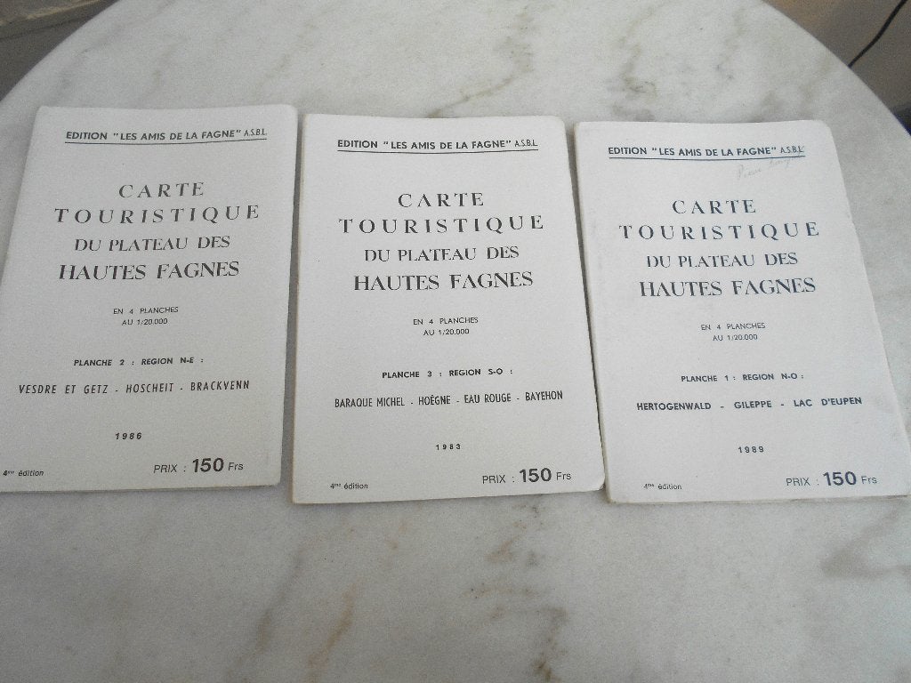 3 cartes touristiques du plateau des hautes Fagnes, Enlèvement ou Envoi, Comme neuf, Guide de balades à vélo ou à pied, Benelux