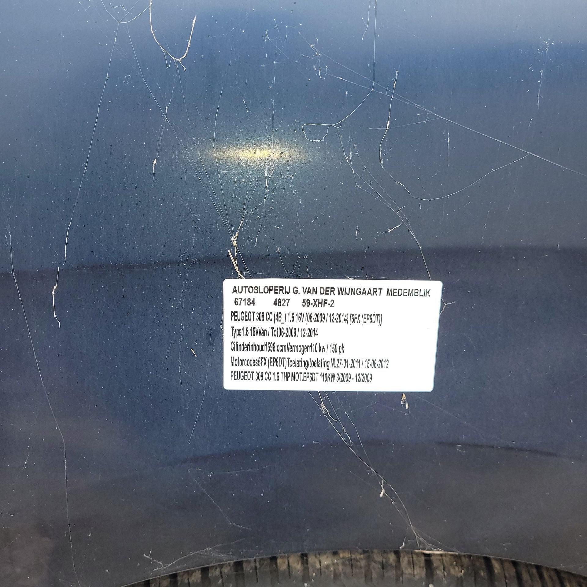 4827 peugeot 308 uitlaat dynamo startmotor kachelmotor brand, Ophalen, Gebruikt, -, -