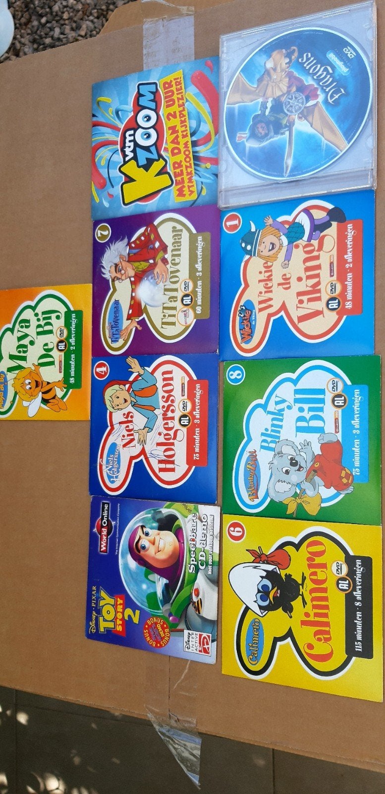 lot 8 DVD + Gratis cd, toy  story,  calimero,  maya de bij,, Cd's en Dvd's, Dvd's | Tekenfilms en Animatie, Ophalen of Verzenden