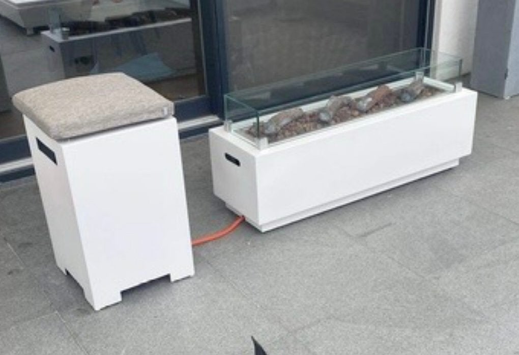 Terrasverwarmer met bankje ., Tuin en Terras, Terrasverwarmers, Ophalen, Zo goed als nieuw