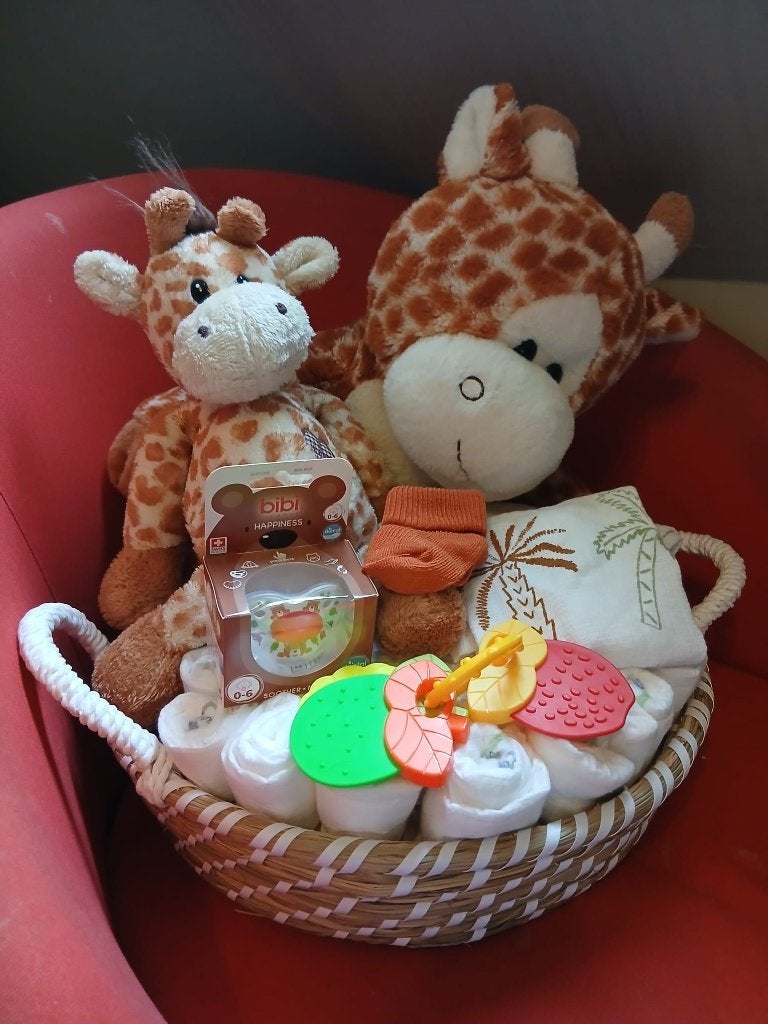 Pampertaart giraf + mini me, Enlèvement ou Envoi, Neuf, Cadeau d'accouchement
