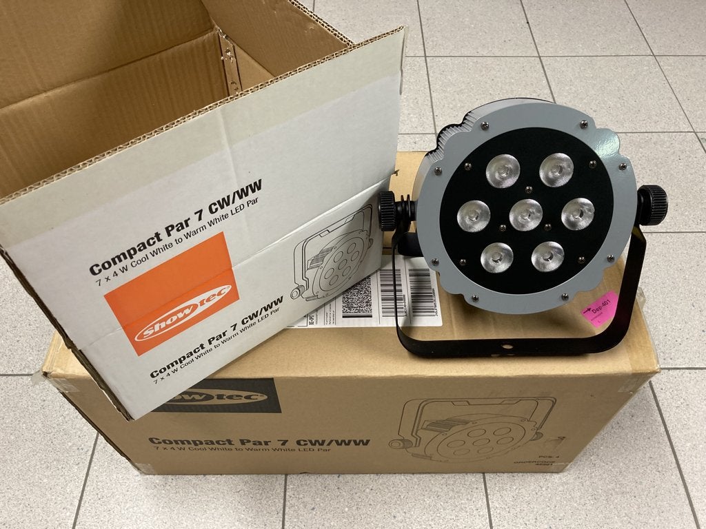 4 x Showtec Compact Par 7 CW/WW, Ophalen, Nieuw