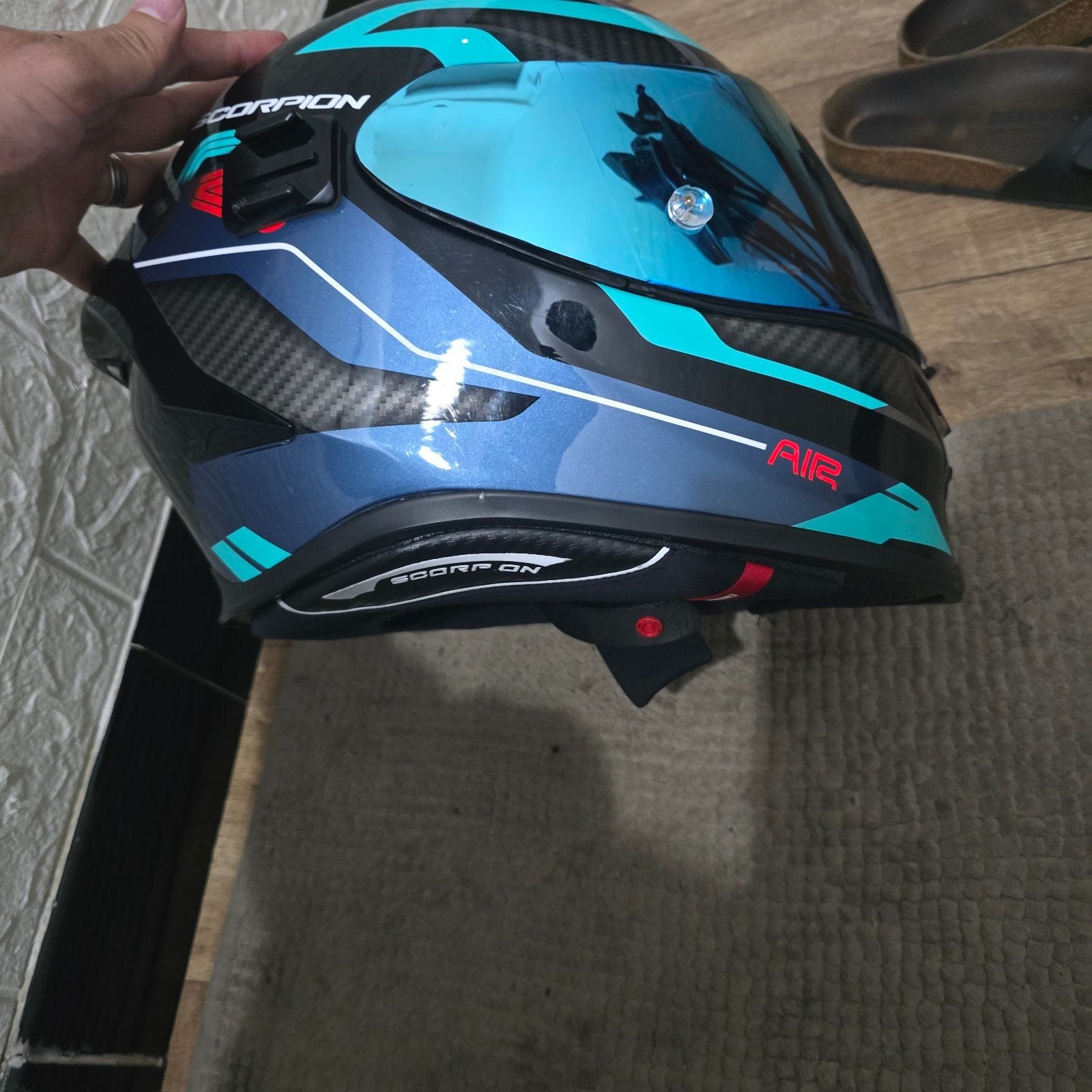 Scorpion exo r1 L met cardo packtalk bold mesh, Motoren, Ophalen, L