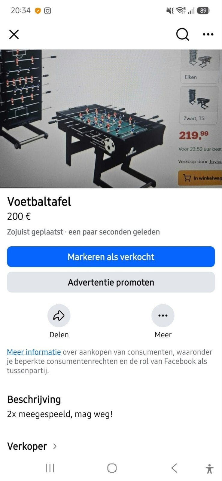 voetbaltafel nieuw !, Enlèvement, Neuf