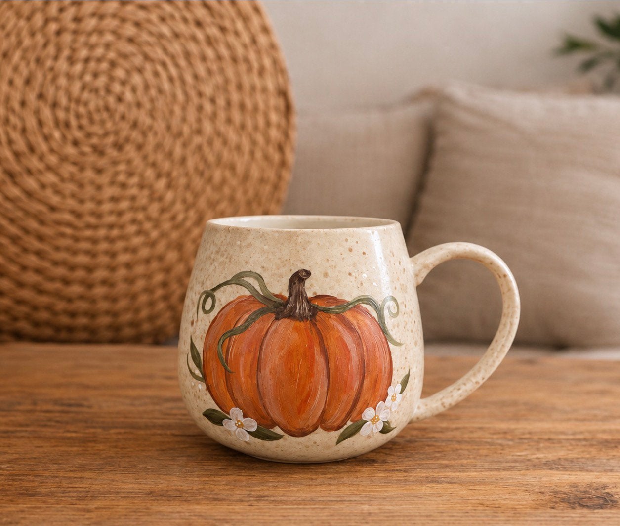 Mug Pumpin unique peint à la main par J&s, Enlèvement ou Envoi, Mug, Autres styles, Porcelaine