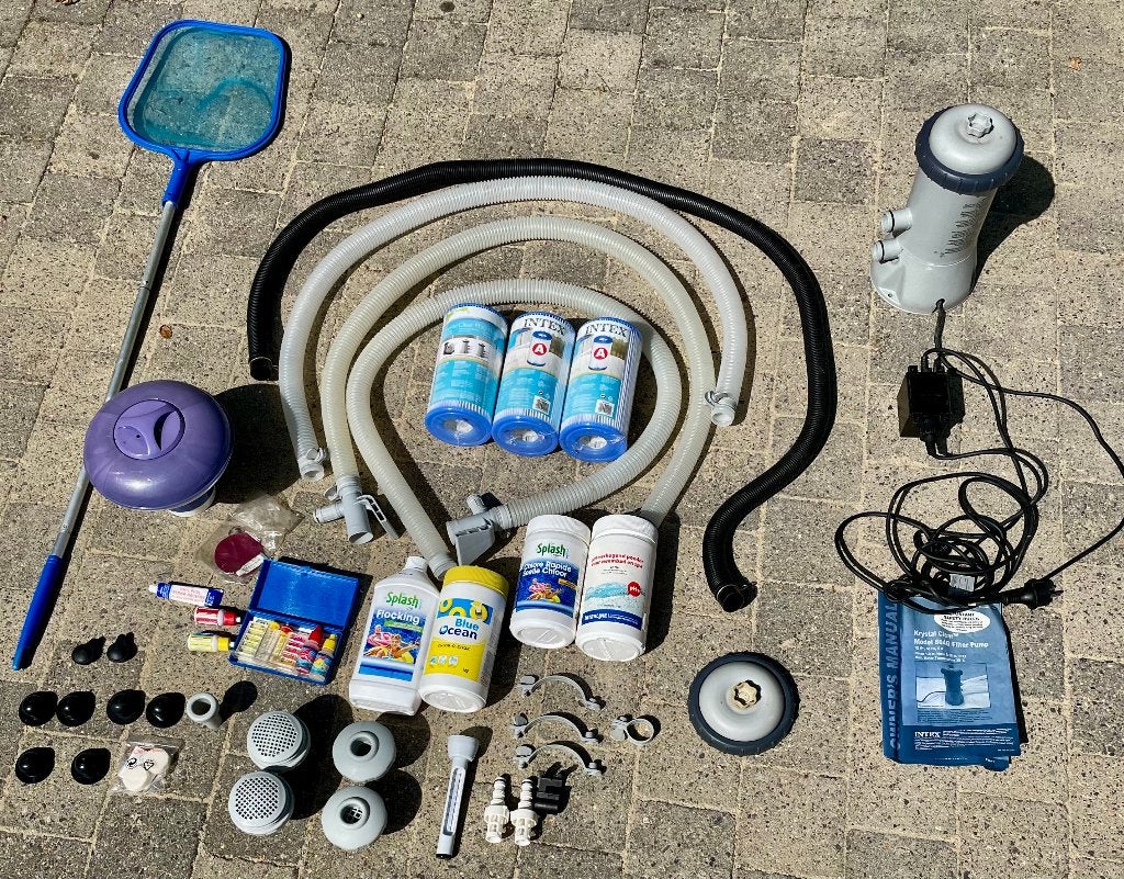 zwembad filterpomp, tubes, filters, chloordrijver, schepnet, Ophalen, Gebruikt, Filter