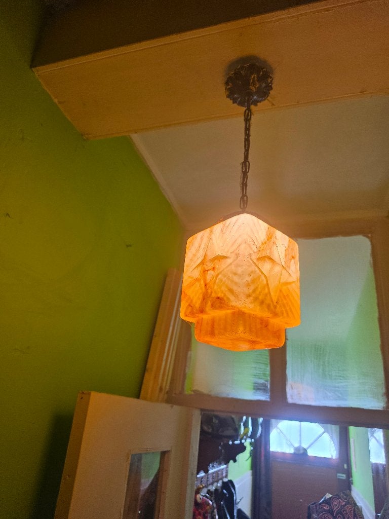 Retro lamp, Ophalen, Zo goed als nieuw, Glas, Art deco