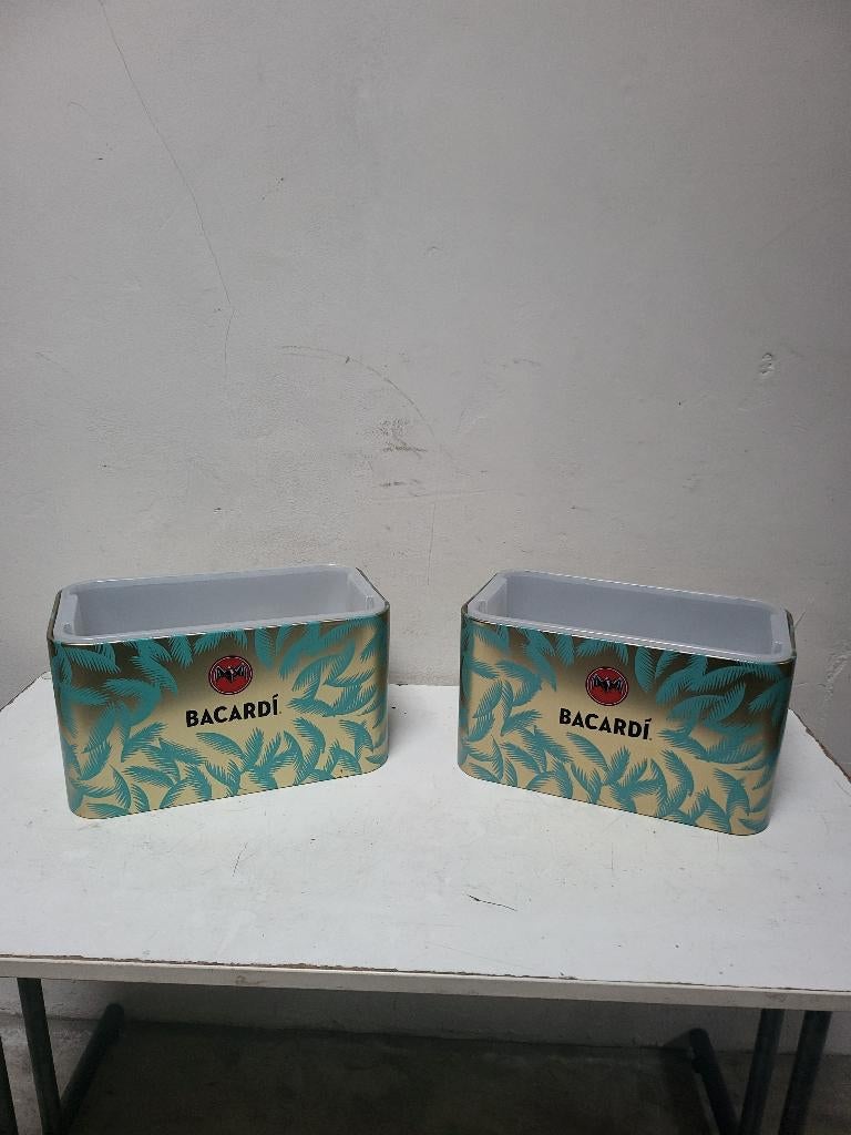 BACARDI ijsemmers goud met turquoise palmen.l (2 stuks), Ophalen of Verzenden, Zo goed als nieuw, Gebruiksvoorwerp