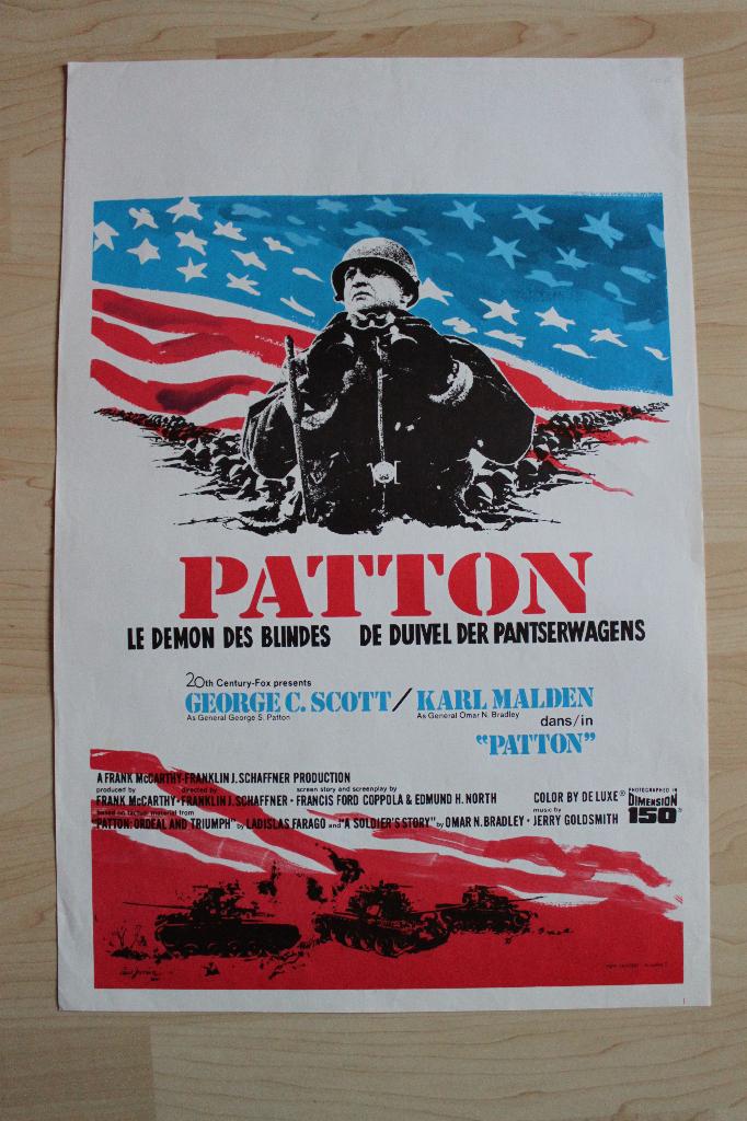 filmaffiche Patton Karl Malden 1970 filmposter, Rechthoekig Staand, Ophalen of Verzenden, Zo goed als nieuw, A1 t/m A3