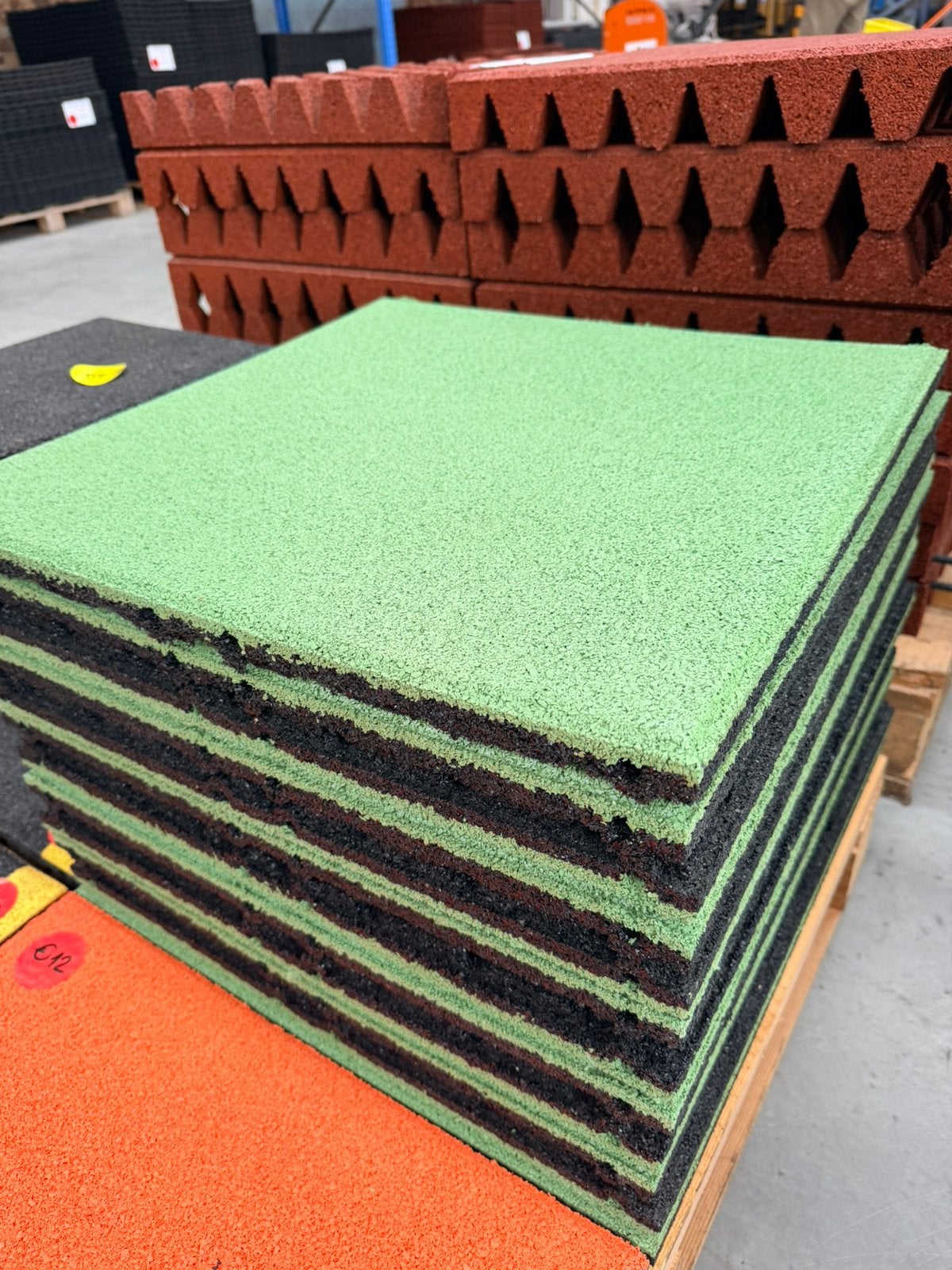 12 Groene EPDM tegels - nieuw, Tuin en Terras, Ophalen, Rubber, Nieuw, Minder dan 5 m²