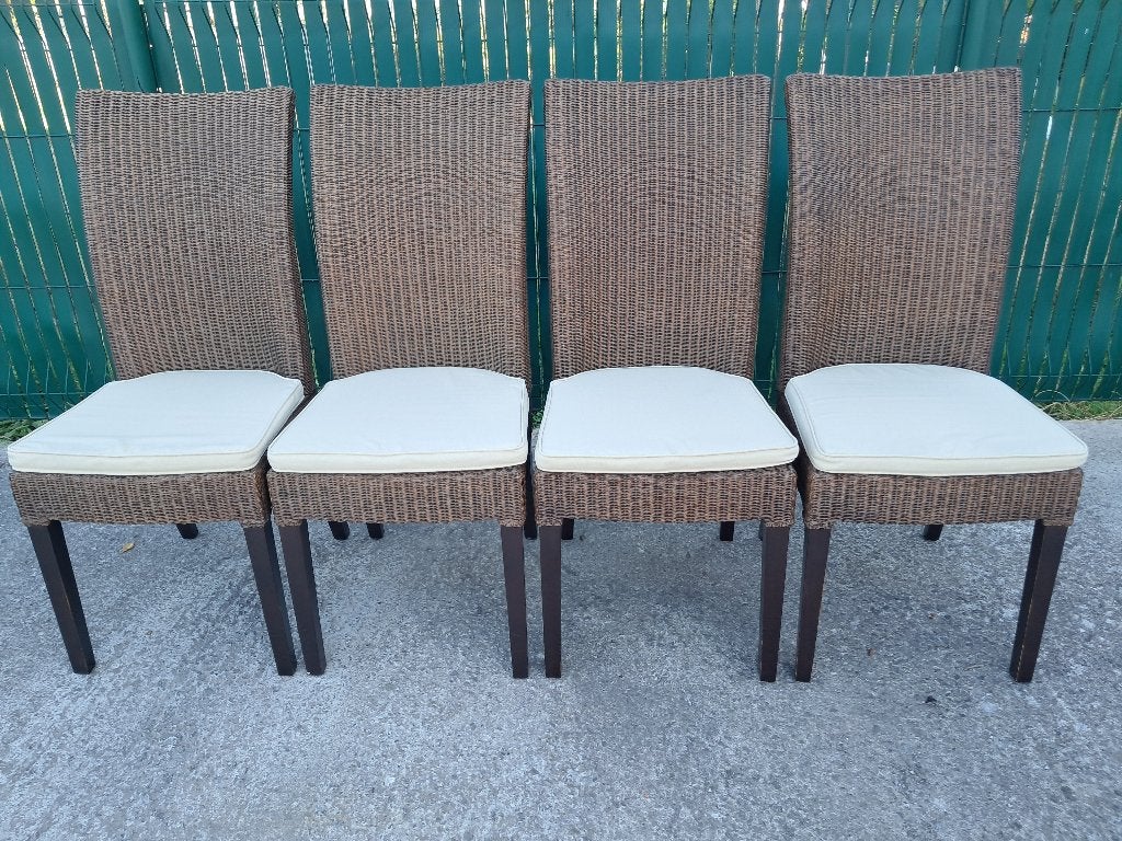 Set van 4 authentieke Lloyd Loom Originals stoelen, Huis en Inrichting, Ophalen, Gebruikt, Bruin, Vier