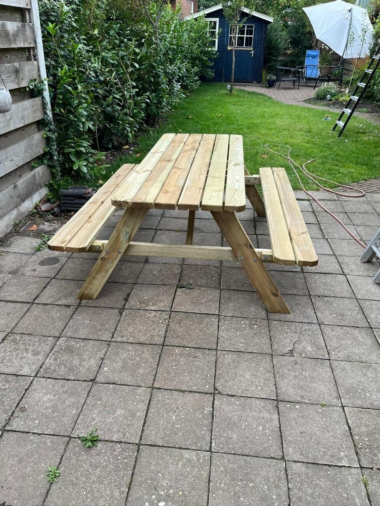 Nieuwe Geïmpregneerde Picknicktafels, Tuin en Terras, Nieuw, Ophalen of Verzenden, Inklapbaar, Rechthoekig