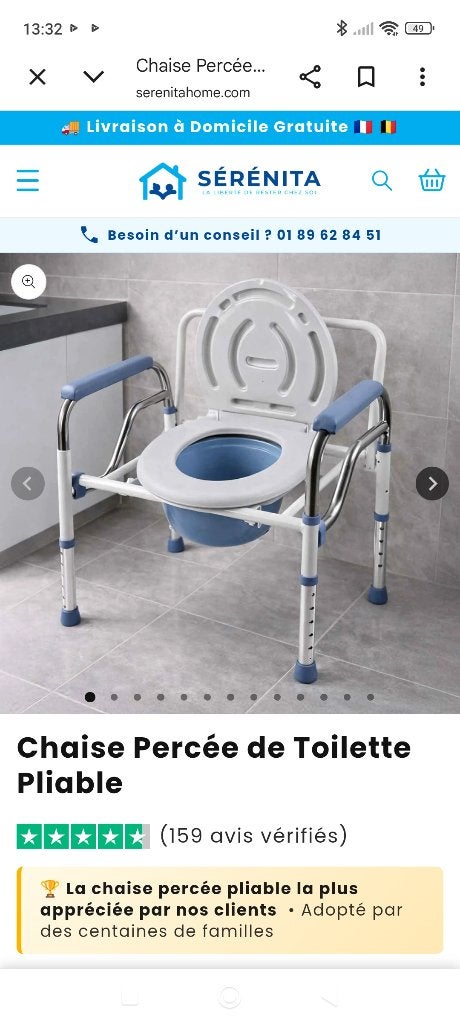 Chaise percée de toilette pliable, Divers, Enlèvement, Neuf