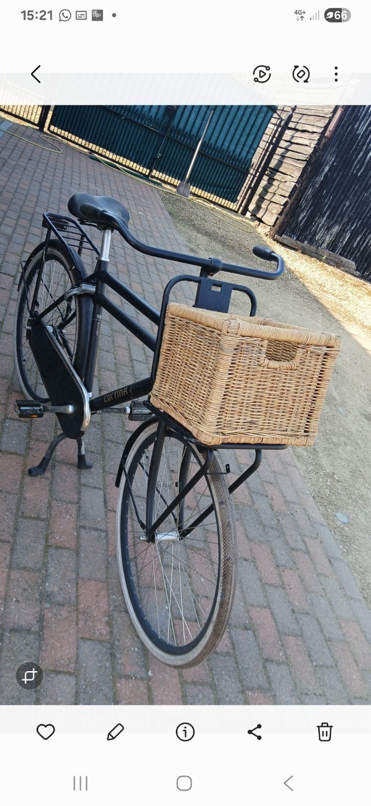 heren bakfiets met rieten mand, Fietsen en Brommers, Ophalen of Verzenden