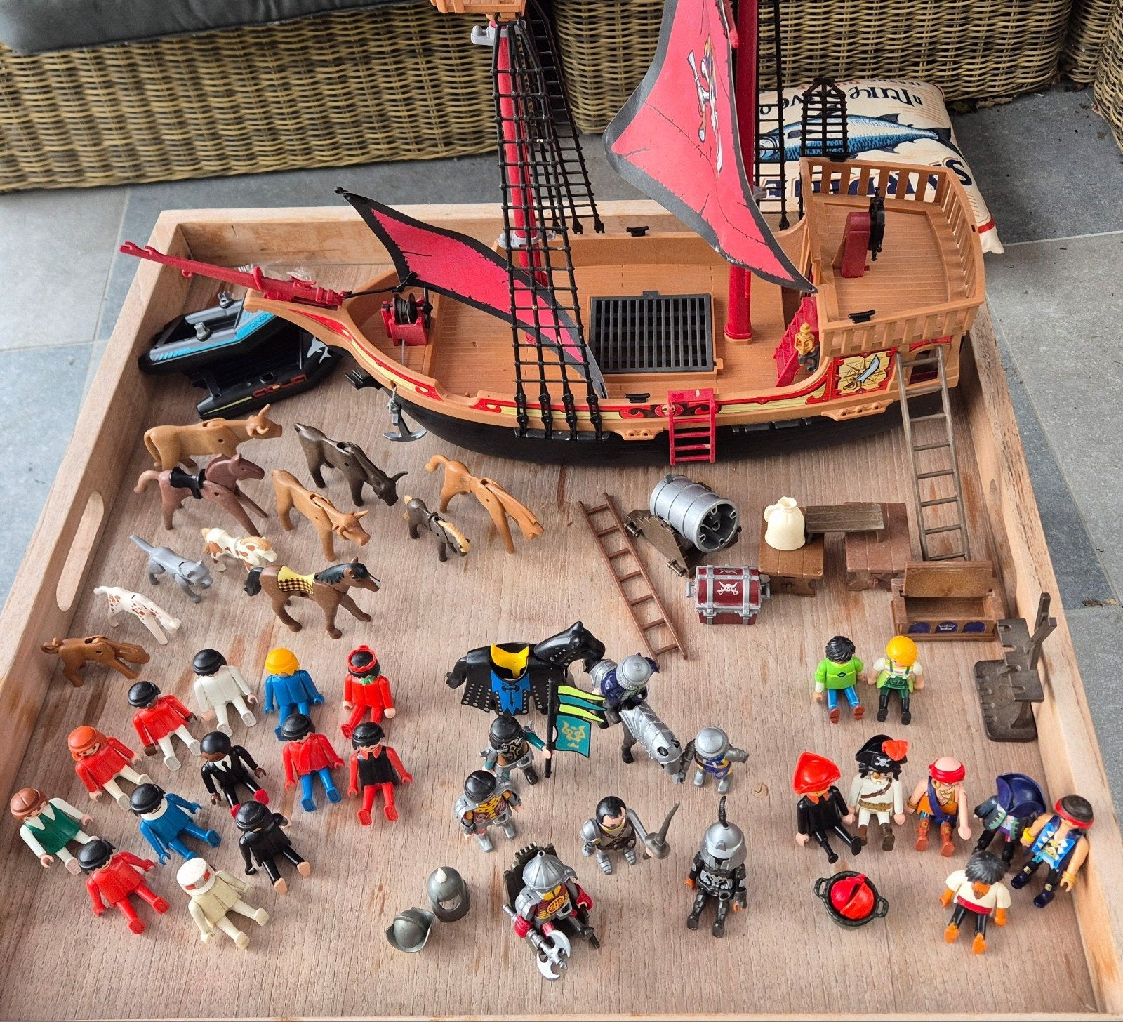 partij Vintage Playmobil jaren 70/80/90 - Piratenschip & Ri, Ophalen of Verzenden, Gebruikt