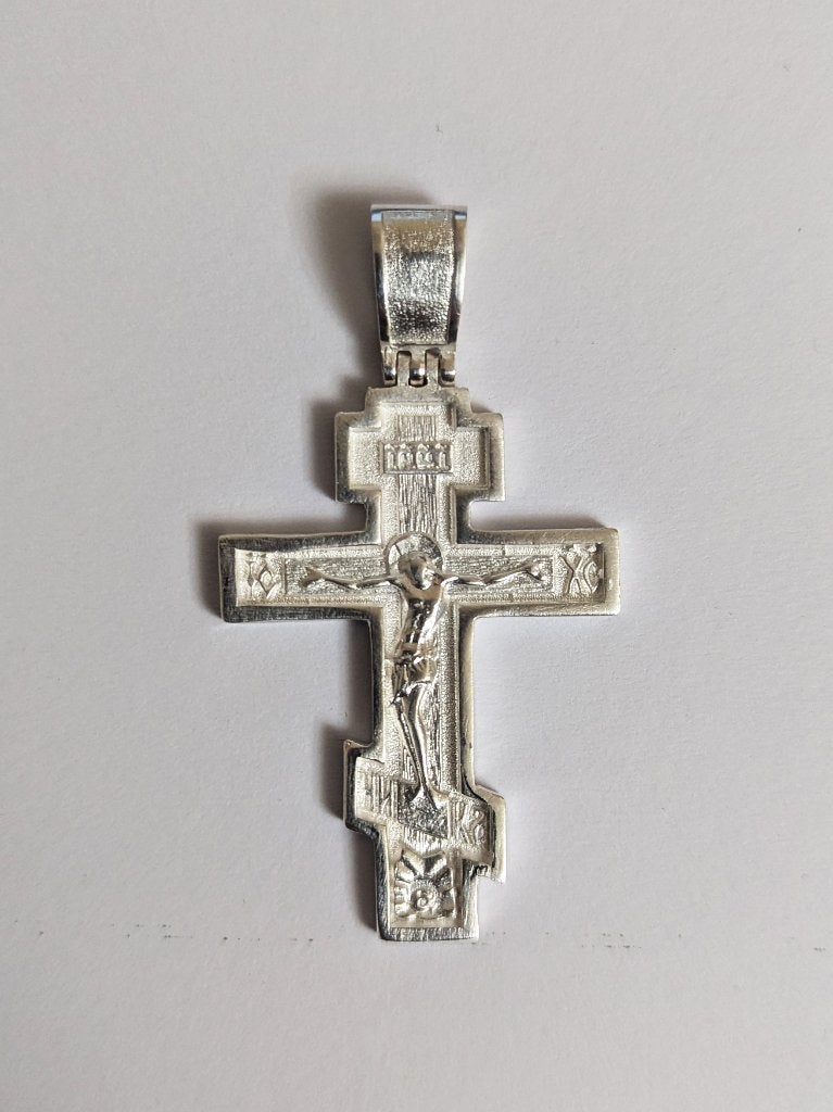 Groot, prachtig, dubbelzijdig zilveren kruis, Handtassen en Accessoires, Kettinghangers, Verzenden, Nieuw, Kruis of Symbool, Zilver