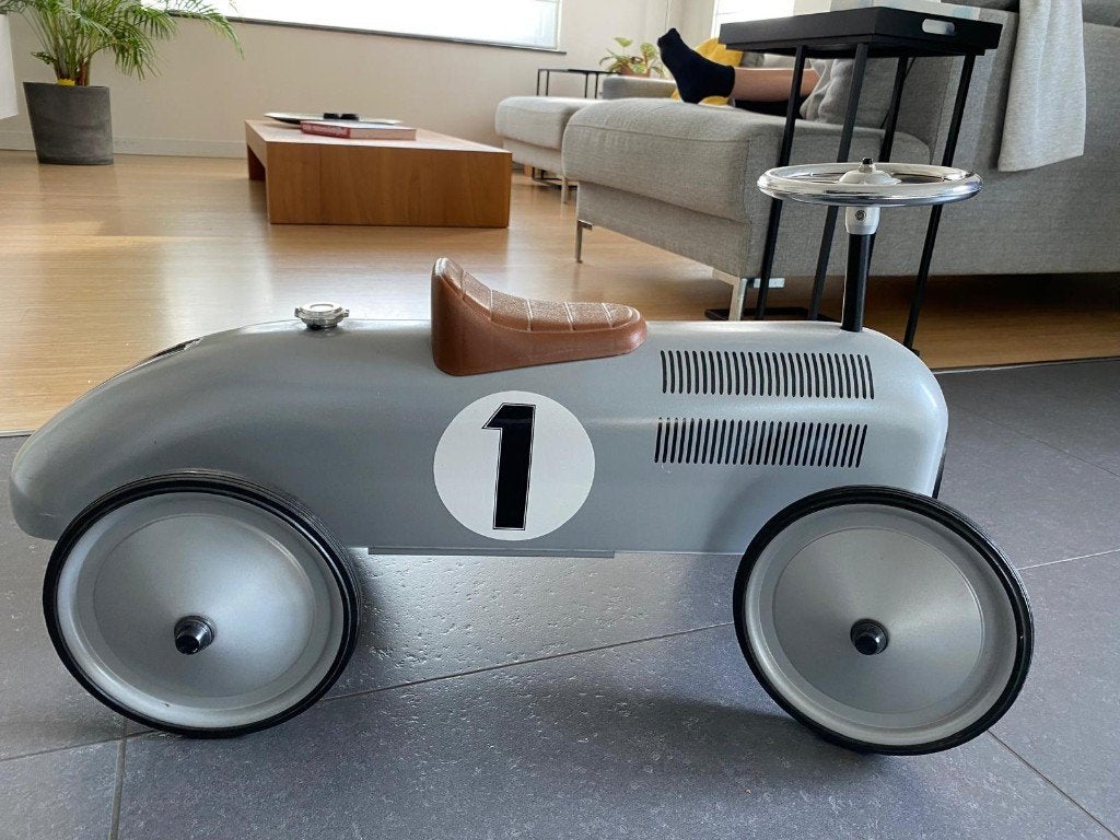 Klassieke metalen retro loopauto – Grijs (Retro Roller), Kinderen en Baby's, Ophalen, Gebruikt