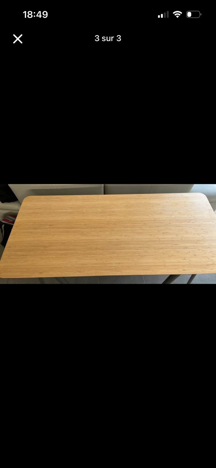 Bureau avec plateau en bambou ikea, Maison & Meubles, Enlèvement, Comme neuf, IKEA, Métal