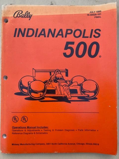BALLY INDIANAPOLIS 500 OPERATIONS MANUAL, Verzamelen, Automaten | Flipperkasten, Bally, Ophalen of Verzenden, Zo goed als nieuw