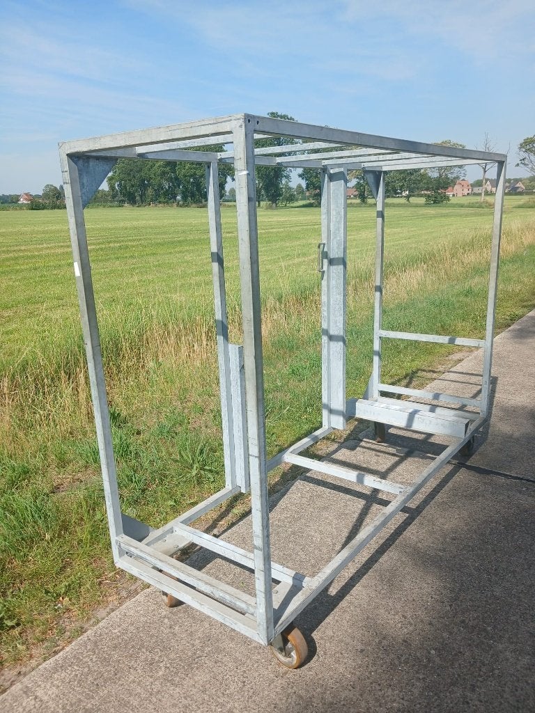 2x Gegalvaniseerde transportkar rolcontainer op wielen, Enlèvement, Utilisé, Autres métaux