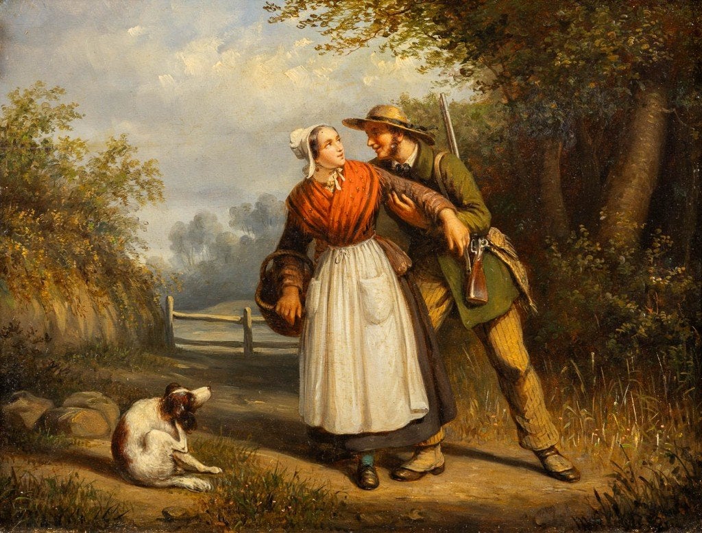 Peinture ancienne F. de Braekeleer 1832 huile sur panneau, Portrait ou Personnes, Enlèvement ou Envoi, Peinture à l'huile, Panneau