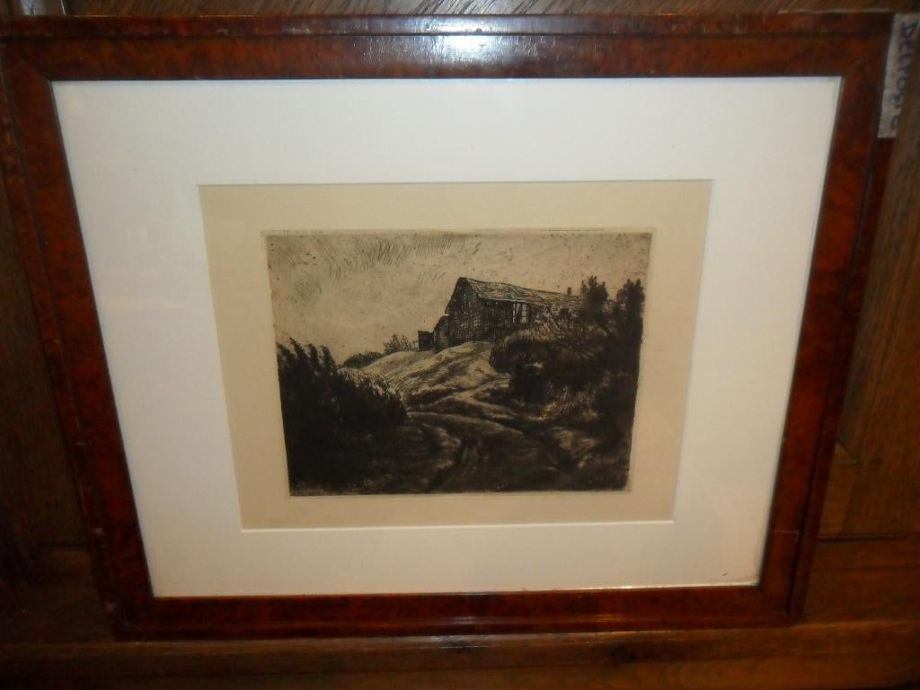 Ets van Jos Delfosse (Luik 1888-1971), Antiek en Kunst, Ingelijst, Ets, Ophalen of Verzenden, Landschap