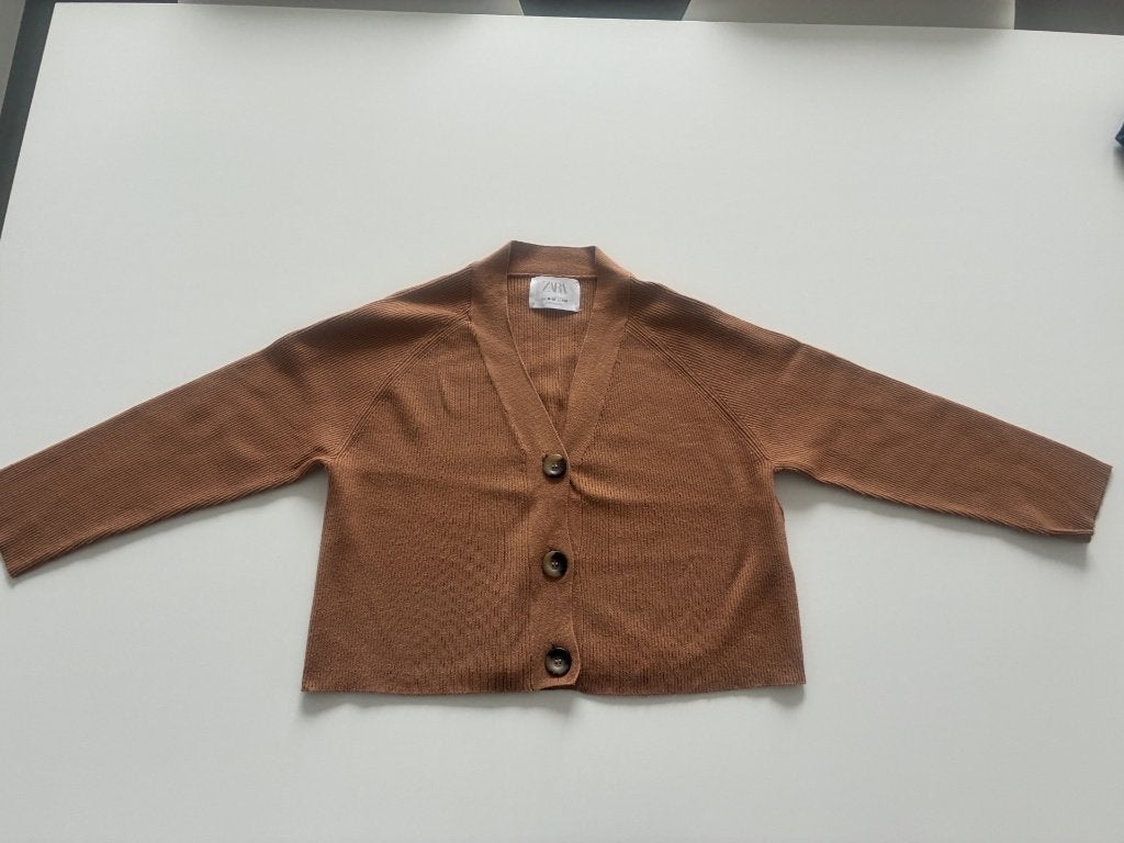 Bruine gilet maat 140 van Zara, in perfecte staat!, Kinderen en Baby's, Meisje, Zara , Trui of Vest, Ophalen of Verzenden