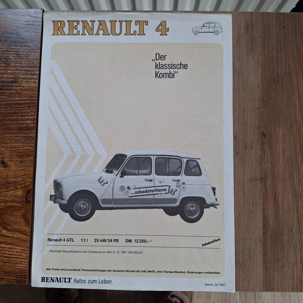 RENAULT  4  " Der klassische Kombi "      7/1987, Ophalen of Verzenden, Nieuw, Renault