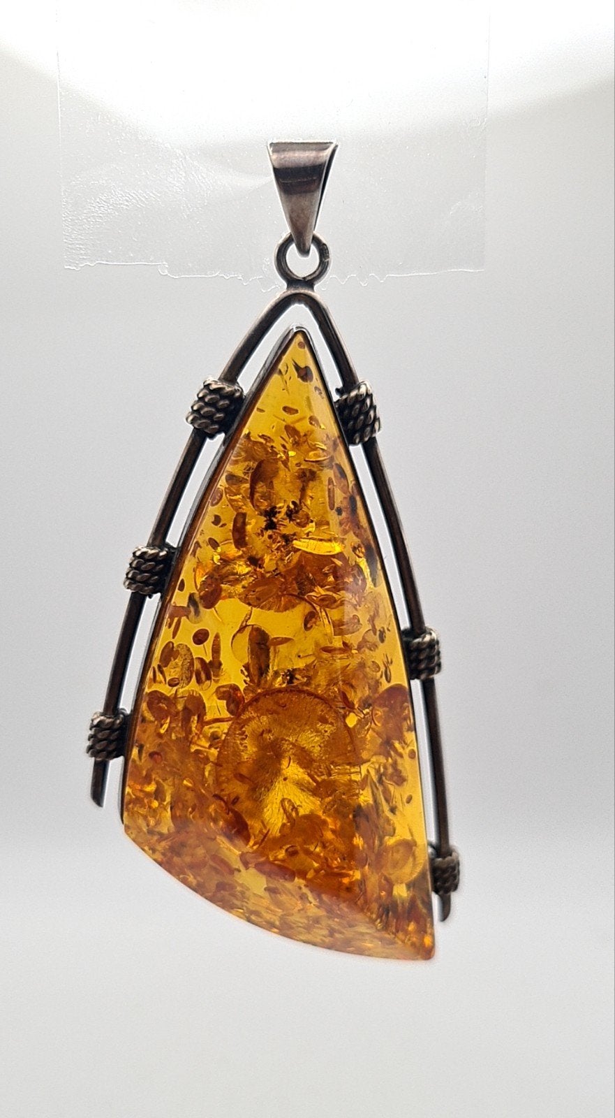 grote baltisch honing amber/barnsteen hanger in zilver 925, Handtassen en Accessoires, Ophalen of Verzenden, Zilver, Zilver
