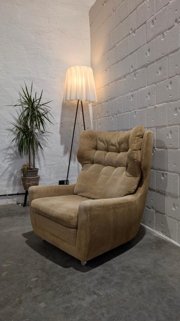 Carl Straub mohair lounge in beige  ribfluweel, Huis en Inrichting, Fauteuils, Ophalen, Gebruikt, Vintage, Vintage design