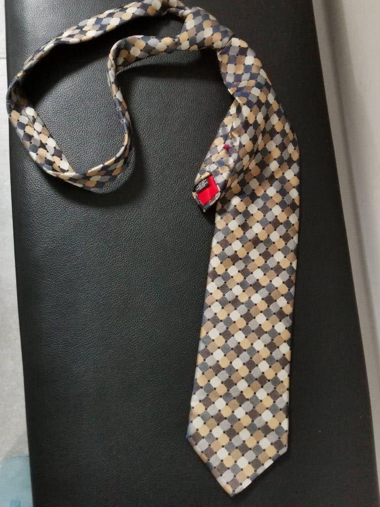 zijden stropdas Michaelis in grijs en beige tinten, Kleding | Heren, Michaelis, Ophalen of Verzenden, Zo goed als nieuw, Met patroon