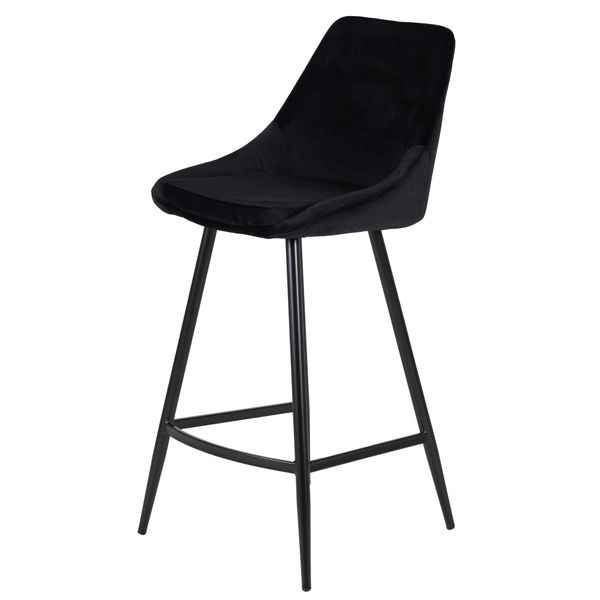 Barkrukken - zwart fluweel, Ophalen, Kunststof, Met voetsteun, 60 tot 90 cm