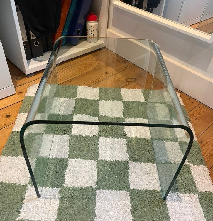 Design glazen bijzettafel, Huis en Inrichting, Ophalen, Zo goed als nieuw, Glas