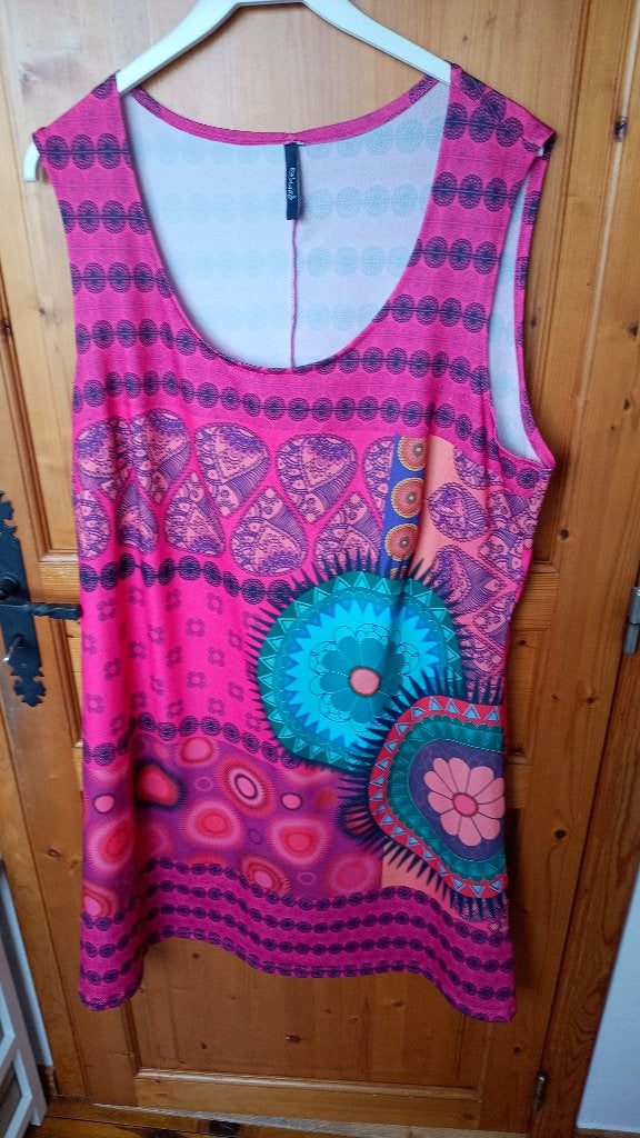 Jurk Paprika roze/meerkleurig maat 52, Kleding | Dames, Jurk, Ophalen of Verzenden, Zo goed als nieuw, Roze