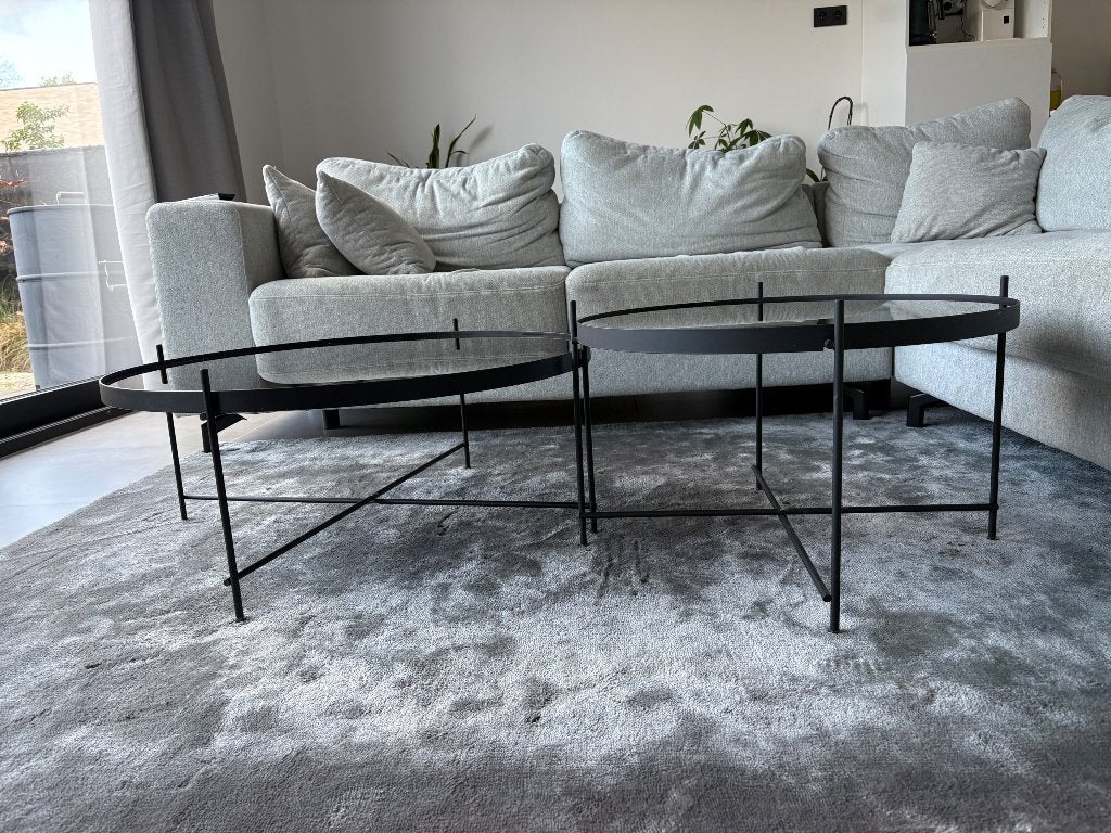 2 Salontafels - modern industrieel, Ophalen, Gebruikt, Rond, Glas