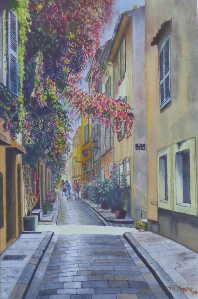 JEAN-JACQUES ROUSSEAU / STRAATZICHT ORIGINEEL 78x58cm KADER, Enlèvement