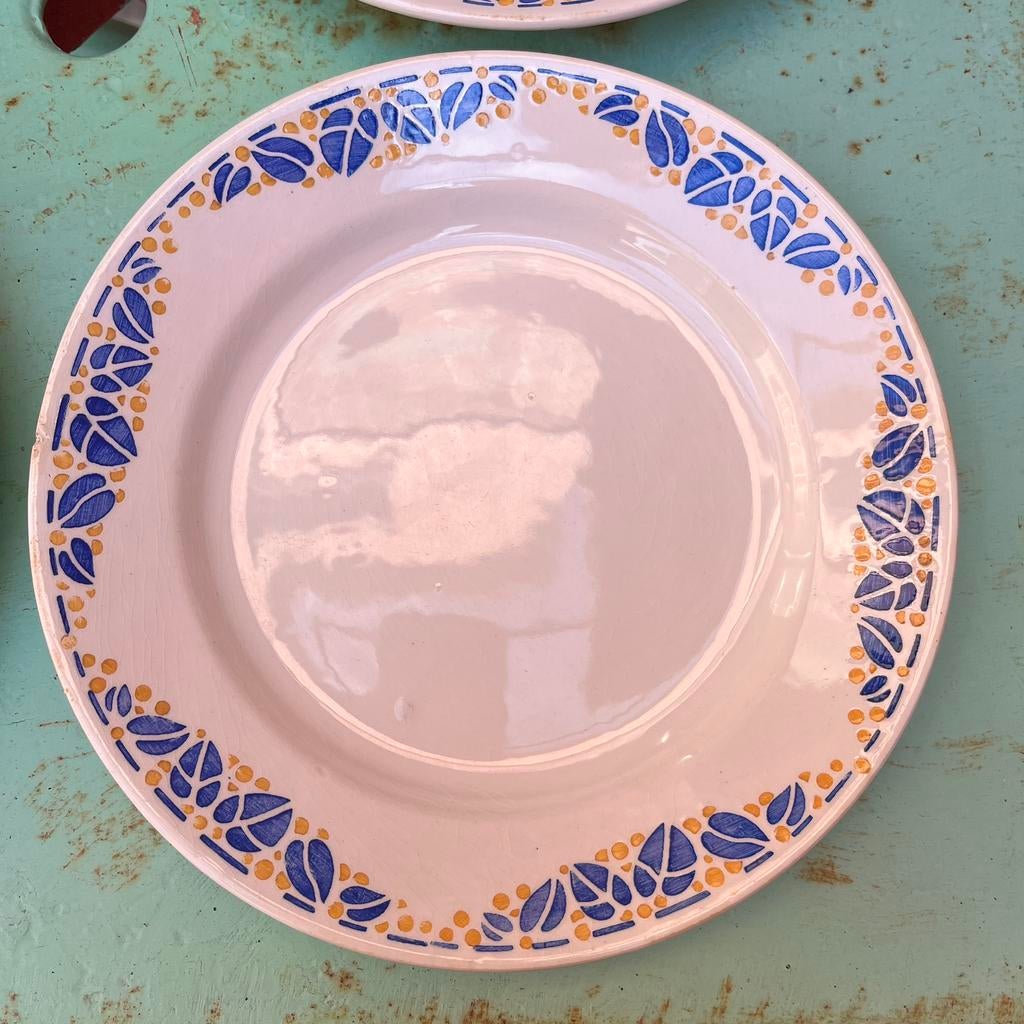 4 assiettes plates vintage - HBCM France - service Colette, Antiquités & Art, Enlèvement ou Envoi