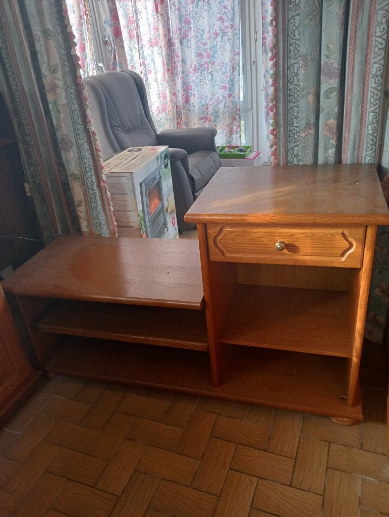 Vintage eikenhouten tv-meubel, Ophalen, Gebruikt, 100 tot 150 cm, Minder dan 100 cm