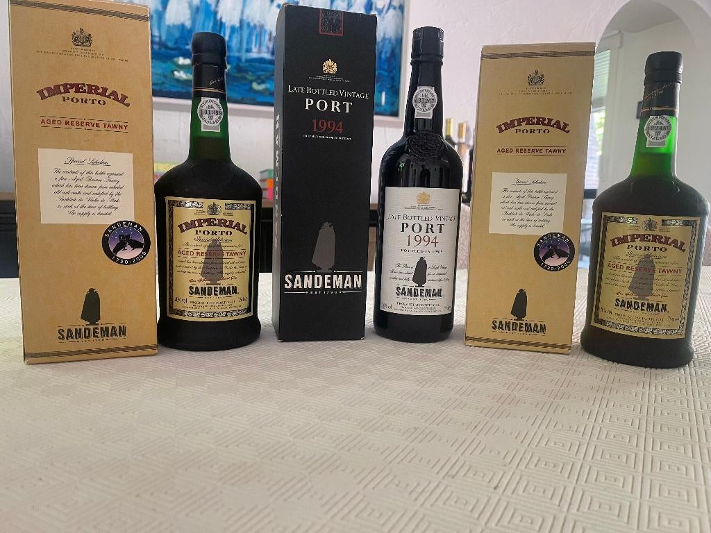 3 flessen Sandeman Porto – met originele dozen, Verzamelen, Wijnen, Ophalen, Zo goed als nieuw, Overige gebieden, Port