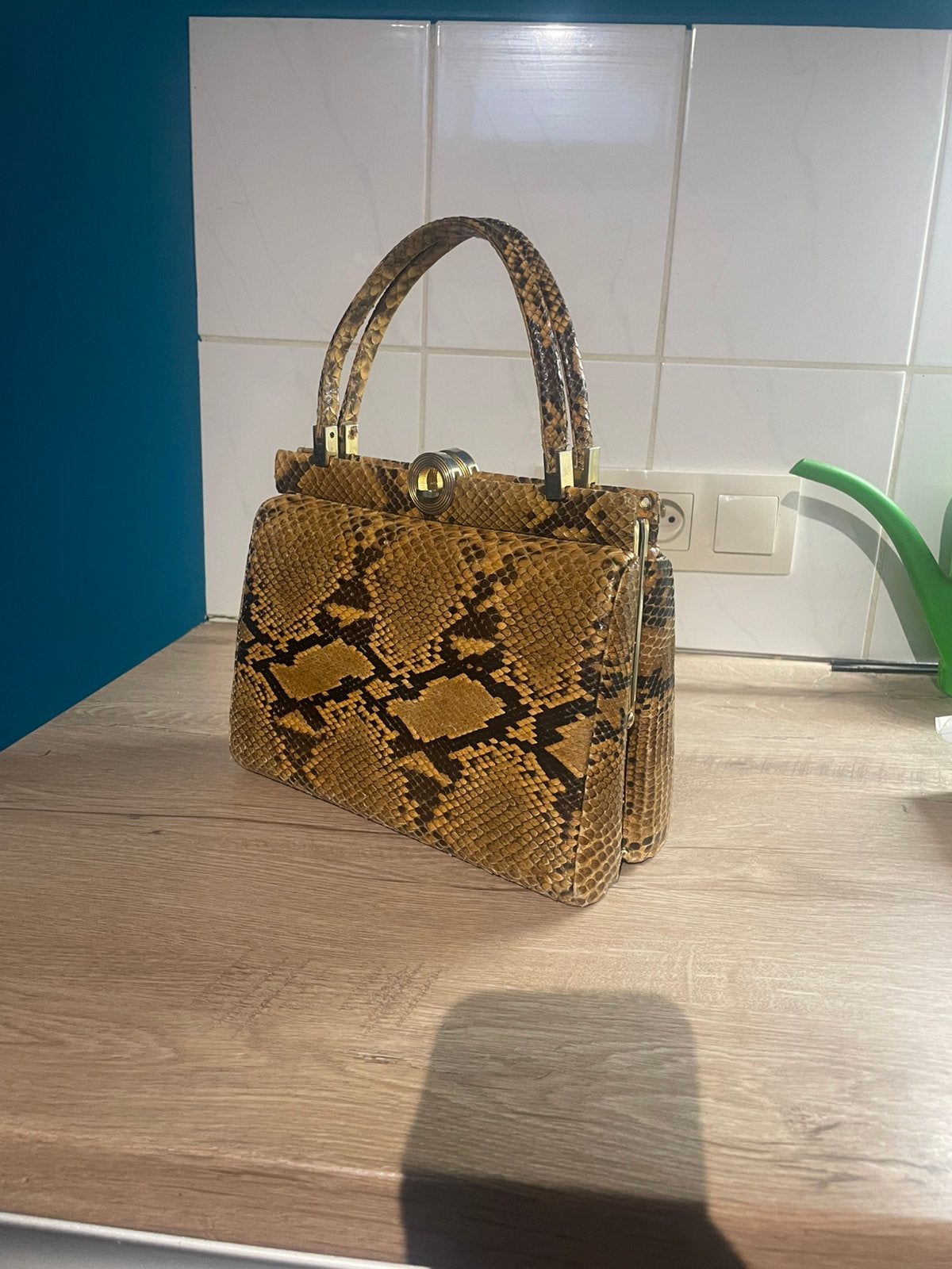 sac vintage  (années 50/60).python, Enlèvement, Comme neuf, Beige