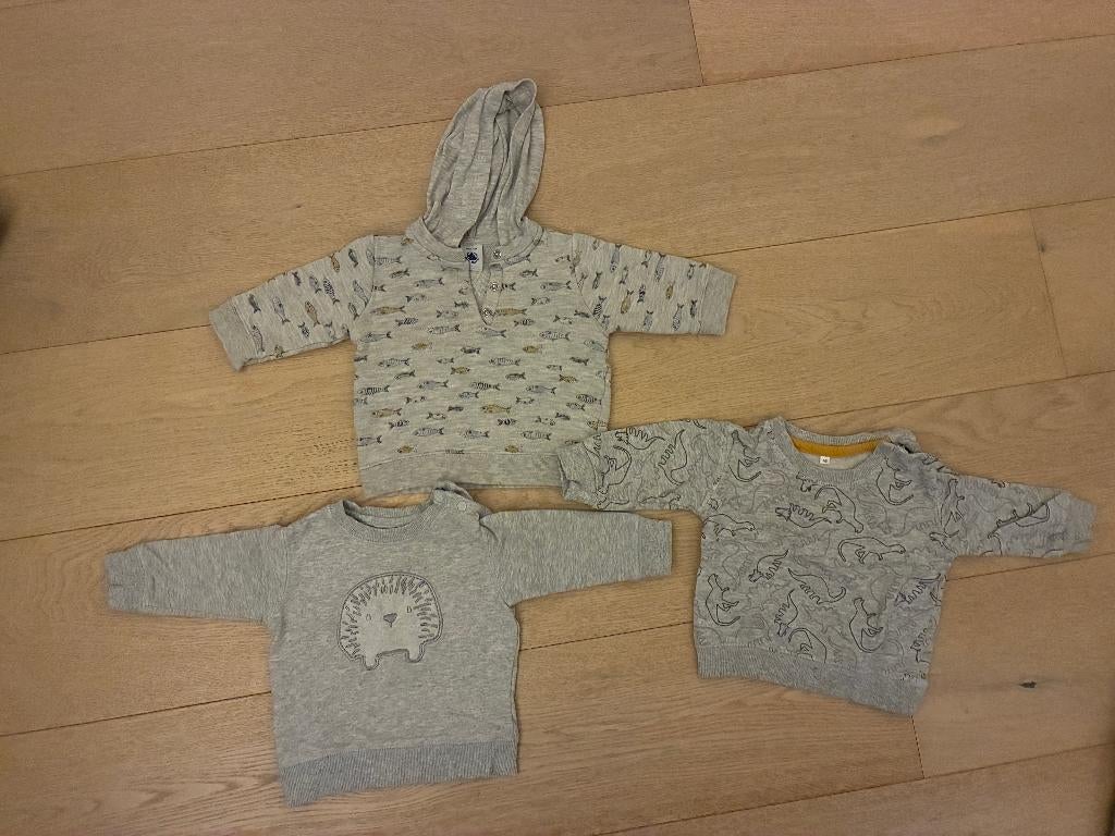 3 truitjes lichtgrijze maat 68, Enfants & Bébés, Vêtements de bébé | Taille 68, Garçon, Pull ou Veste, Petit Bateau, Enlèvement